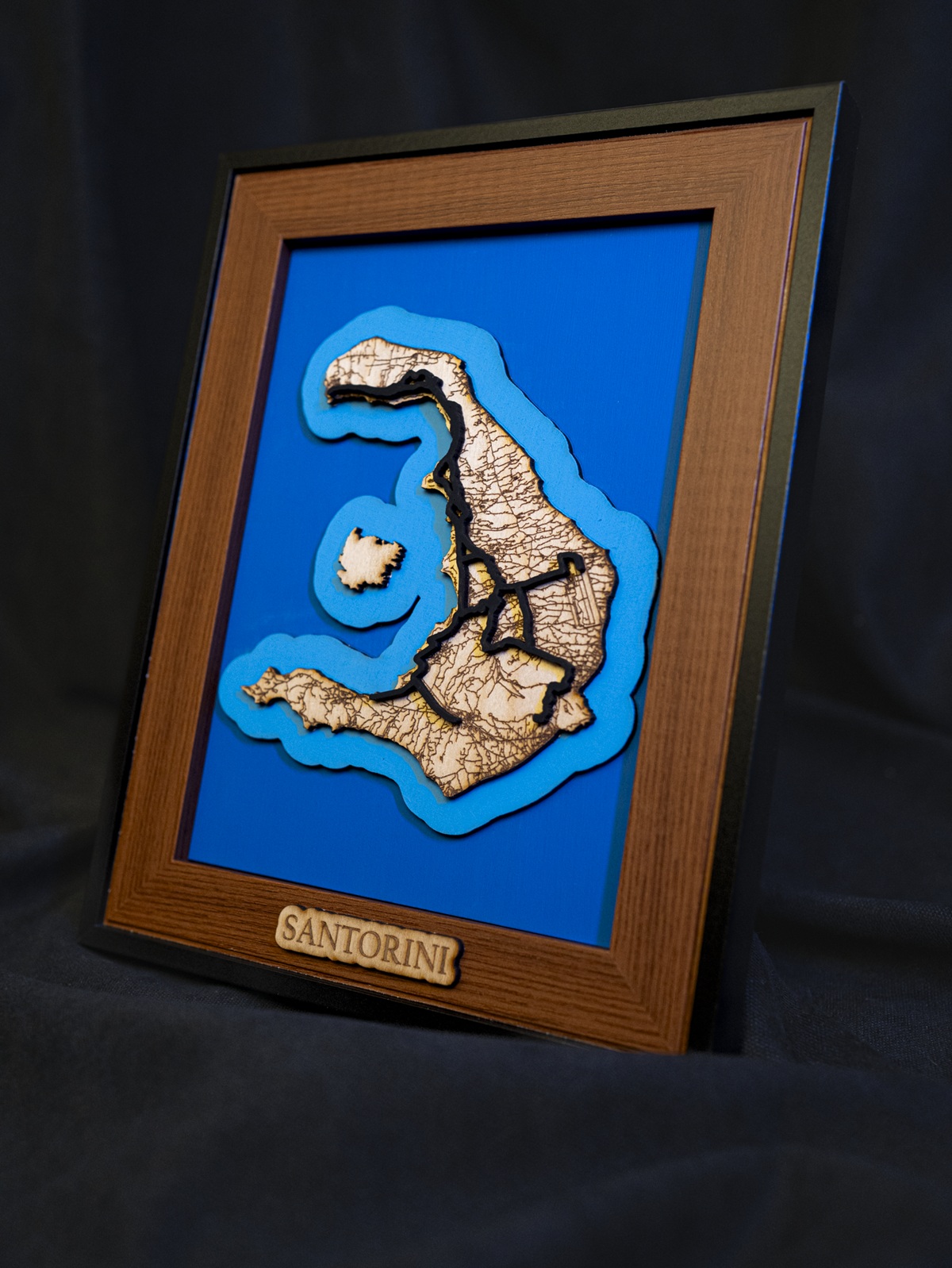 3D Ξύλινος Χάρτης της Σαντορίνης