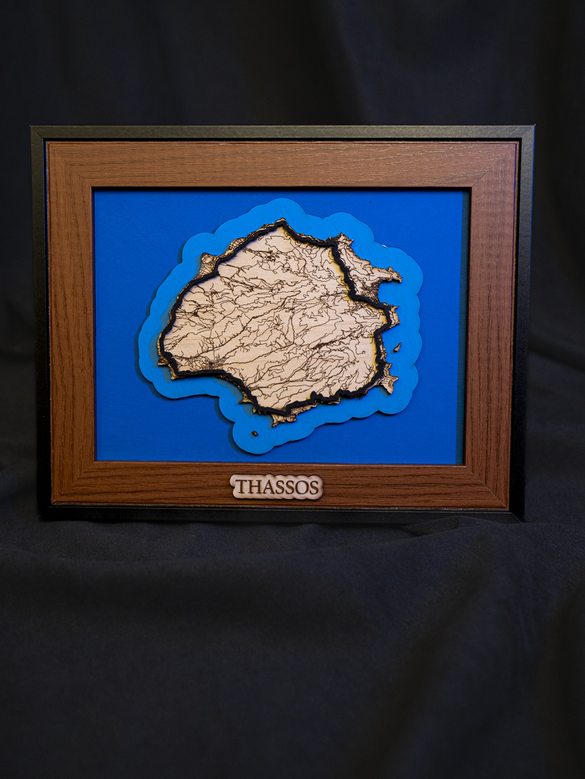 3D Wooden Map of Thassos — дървена карта на Тасос